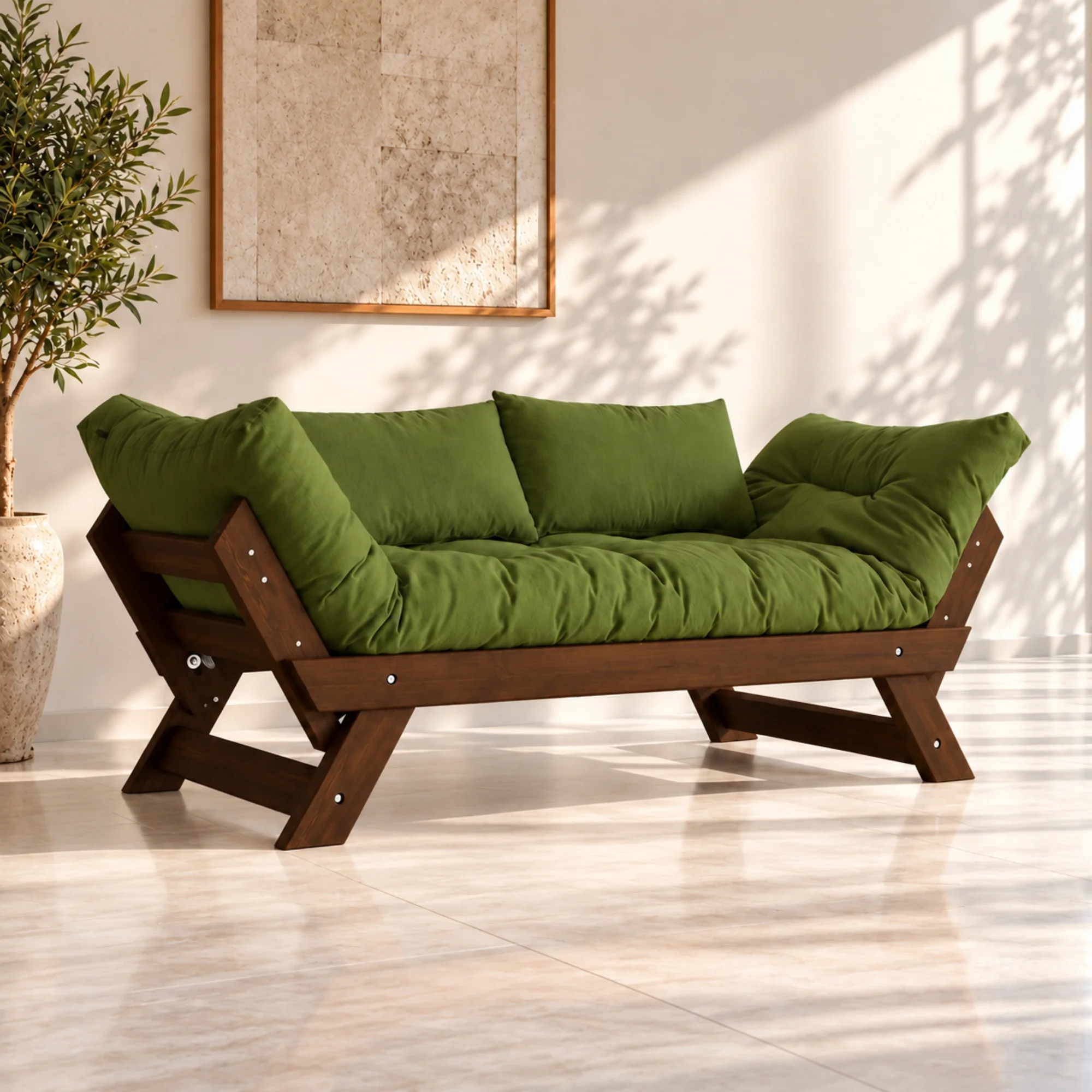 puff rib sofa 緑 Adalar Masif Ceviz-Yeşil 2li Kanepe CPT8118-210