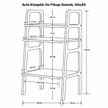 Aria, Ahşap Kitaplık Ve Pikap Standı, Kırmızı Renk - 6