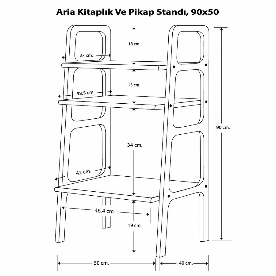 Aria, Ahşap Kitaplık Ve Pikap Standı, Natural Renk - 6