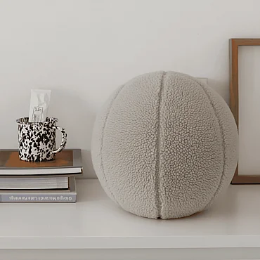Ballo, Dekoratif Top Kırlent, Yastık, Çap 25 cm, Bej Renk - 1