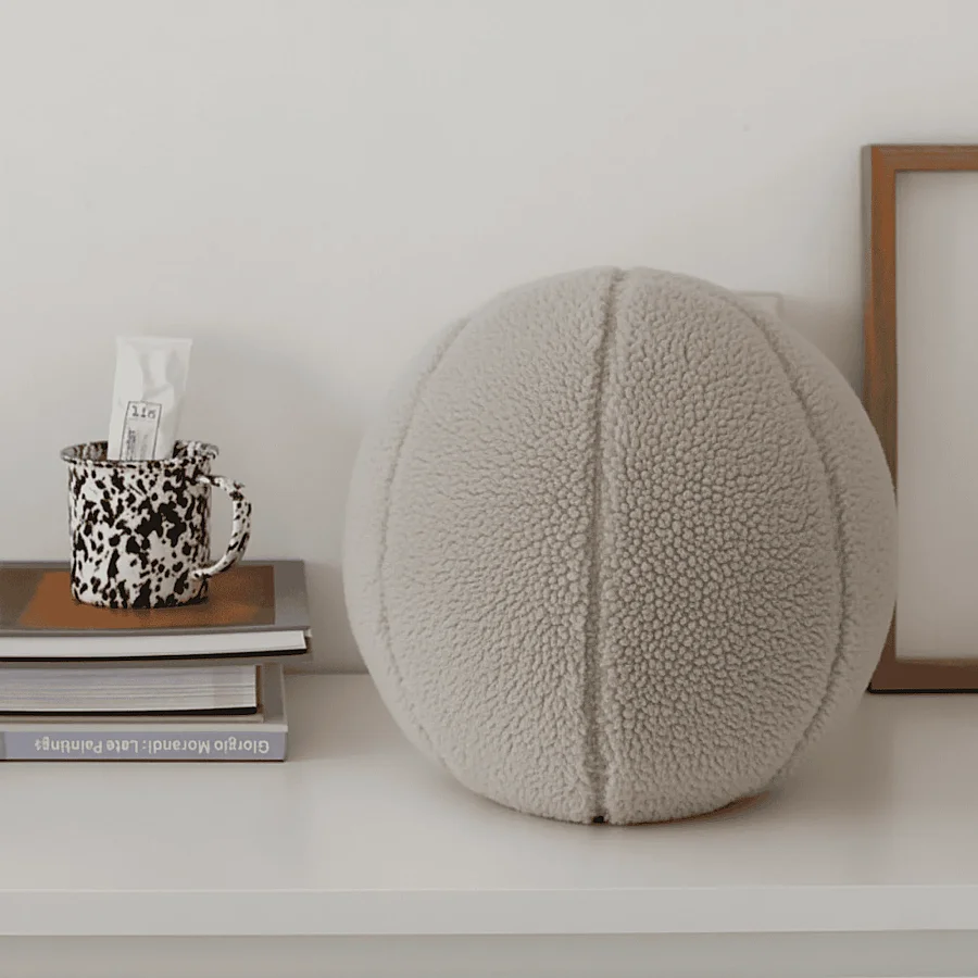 Ballo, Dekoratif Top Kırlent, Yastık, Çap 25 cm, Bej Renk