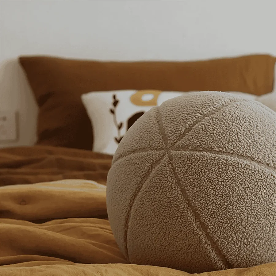 Ballo, Dekoratif Top Kırlent, Yastık, Çap 25 cm, Bej Renk - 3