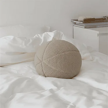 Ballo, Dekoratif Top Kırlent, Yastık, Çap 25 cm, Bej Renk - 4