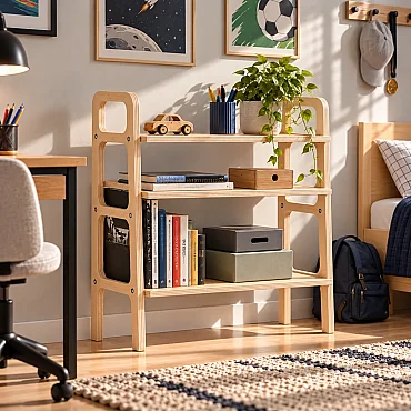 Brooklyn, Ahşap Kitaplık, Raf Ve Pikap Standı, Natural Renk - 2