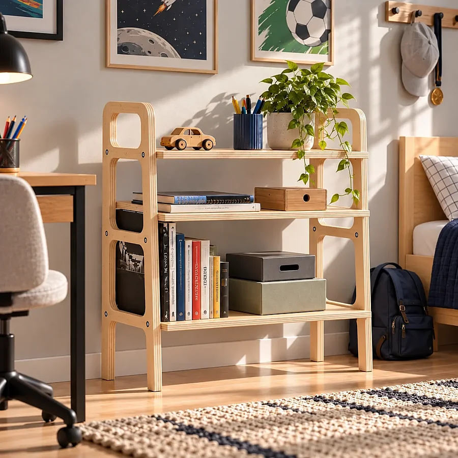 Brooklyn, Ahşap Kitaplık, Raf Ve Pikap Standı, Natural Renk - 2