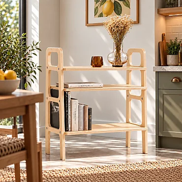 Brooklyn, Ahşap Kitaplık, Raf Ve Pikap Standı, Natural Renk - 3