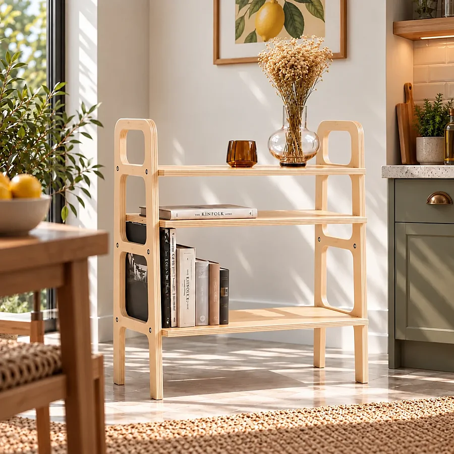 Brooklyn, Ahşap Kitaplık, Raf Ve Pikap Standı, Natural Renk