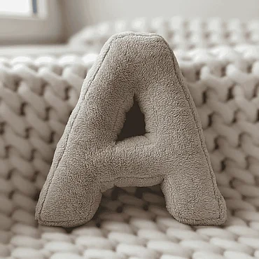 Litera, A Harfi, Yastık, Kırlent, Elyaf Dolgulu, Welsoft Kumaş, 40 Cm - 1