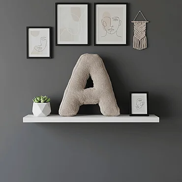 Litera, A Harfi, Yastık, Kırlent, Elyaf Dolgulu, Welsoft Kumaş, 40 Cm - 6