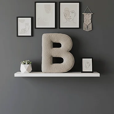 Litera, B Harfi, Yastık, Kırlent, Elyaf Dolgulu, Welsoft Kumaş, 40 Cm - 6