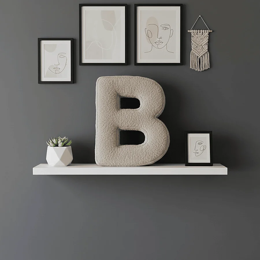 Litera, B Harfi, Yastık, Kırlent, Elyaf Dolgulu, Welsoft Kumaş, 40 Cm - 6