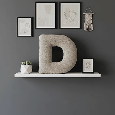 Litera, D Harfi, Yastık, Kırlent, Elyaf Dolgulu, Welsoft Kumaş, 40 Cm - 6