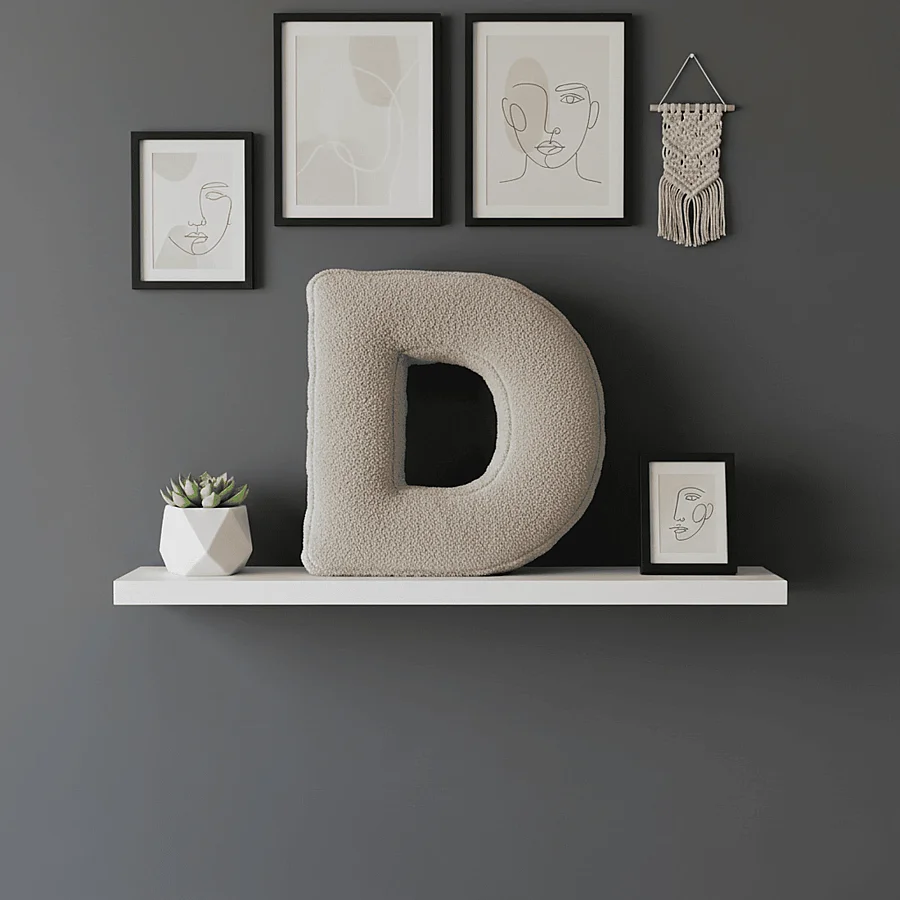 Litera, D Harfi, Yastık, Kırlent, Elyaf Dolgulu, Welsoft Kumaş, 40 Cm - 6