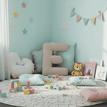 Litera, E Harfi, Yastık, Kırlent, Elyaf Dolgulu, Welsoft Kumaş, 40 Cm - 5