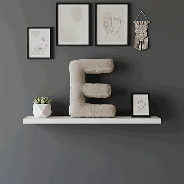 Litera, E Harfi, Yastık, Kırlent, Elyaf Dolgulu, Welsoft Kumaş, 40 Cm - 6