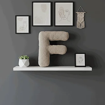 Litera, F Harfi, Yastık, Kırlent, Elyaf Dolgulu, Welsoft Kumaş, 40 Cm - 6