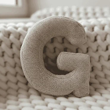 Litera, G Harfi, Yastık, Kırlent, Elyaf Dolgulu, Welsoft Kumaş, 40 Cm - 1
