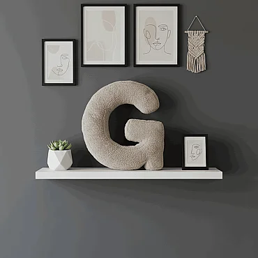 Litera, G Harfi, Yastık, Kırlent, Elyaf Dolgulu, Welsoft Kumaş, 40 Cm - 6