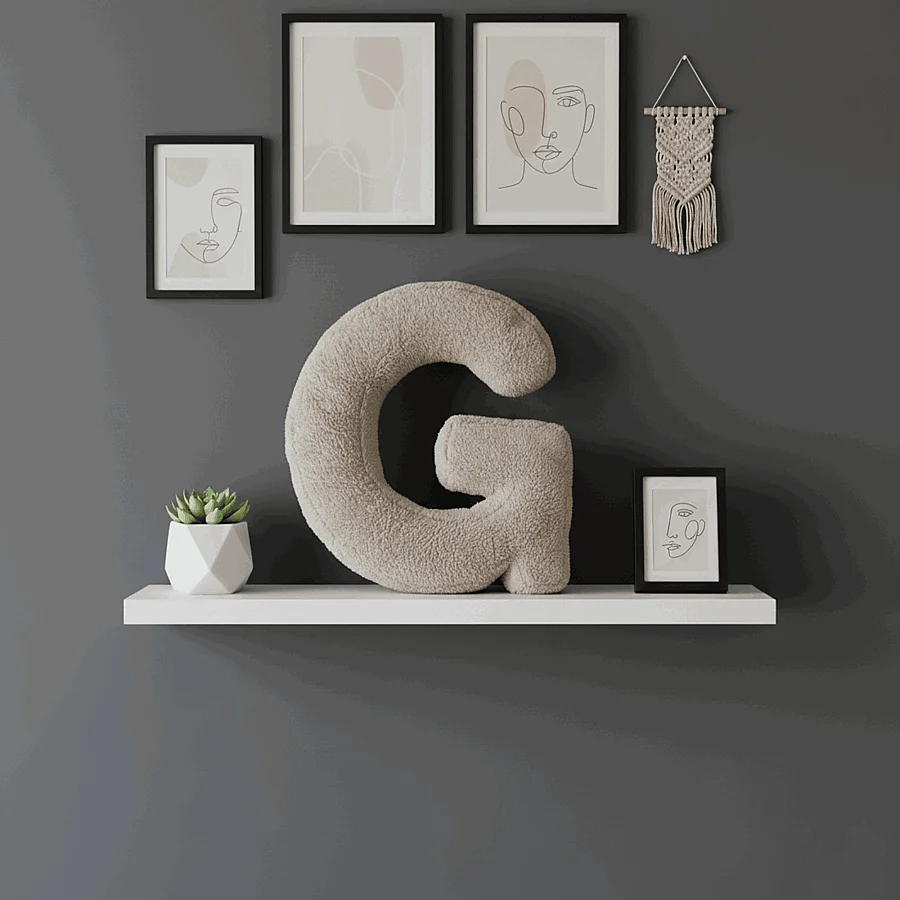 Litera, G Harfi, Yastık, Kırlent, Elyaf Dolgulu, Welsoft Kumaş, 40 Cm - 6