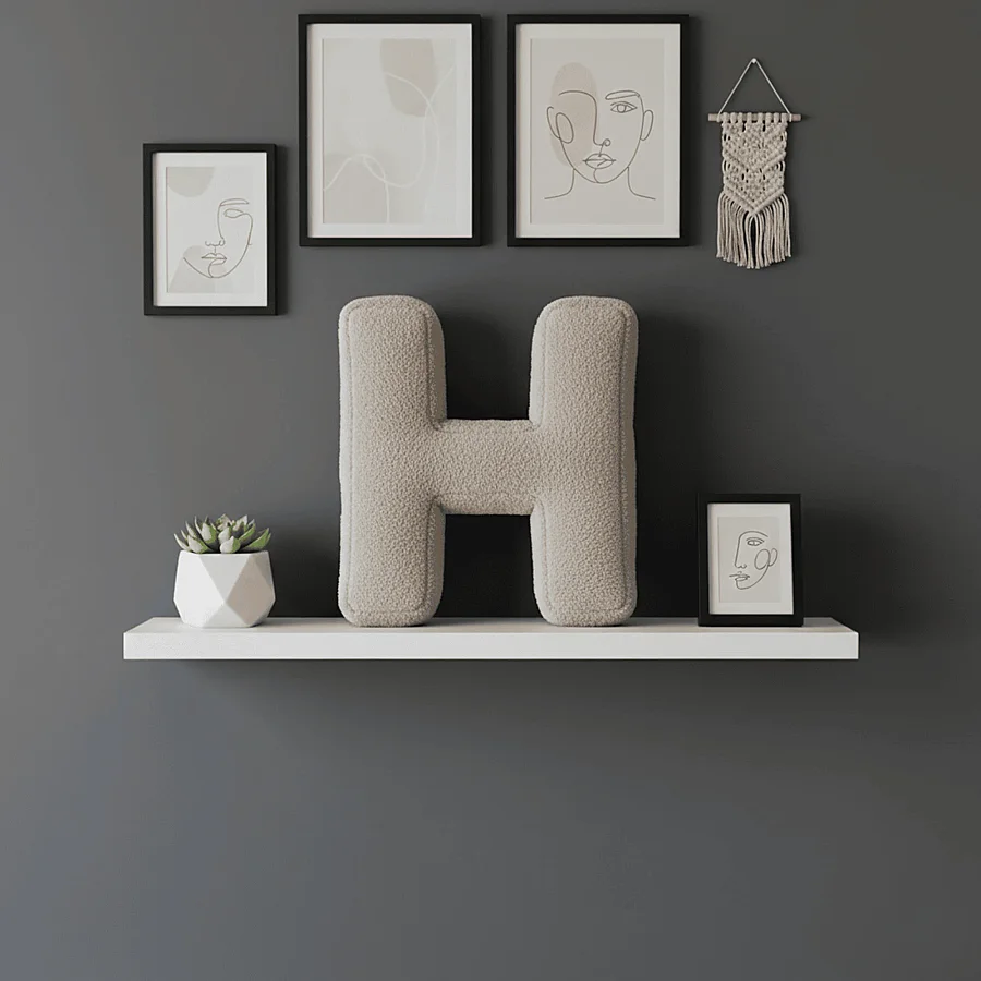 Litera, H Harfi, Yastık, Kırlent, Elyaf Dolgulu, Welsoft Kumaş, 40 Cm - 6