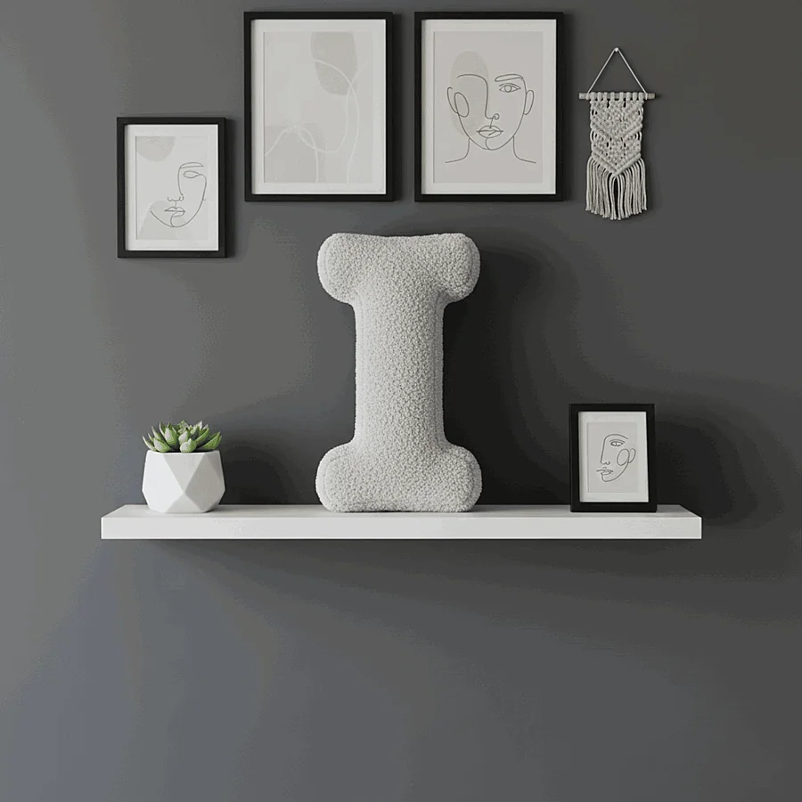 Litera, I Harfi, Yastık, Kırlent, Elyaf Dolgulu, Welsoft Kumaş, 40 Cm - 6