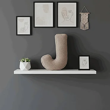 Litera, J Harfi, Yastık, Kırlent, Elyaf Dolgulu, Welsoft Kumaş, 40 Cm - 6