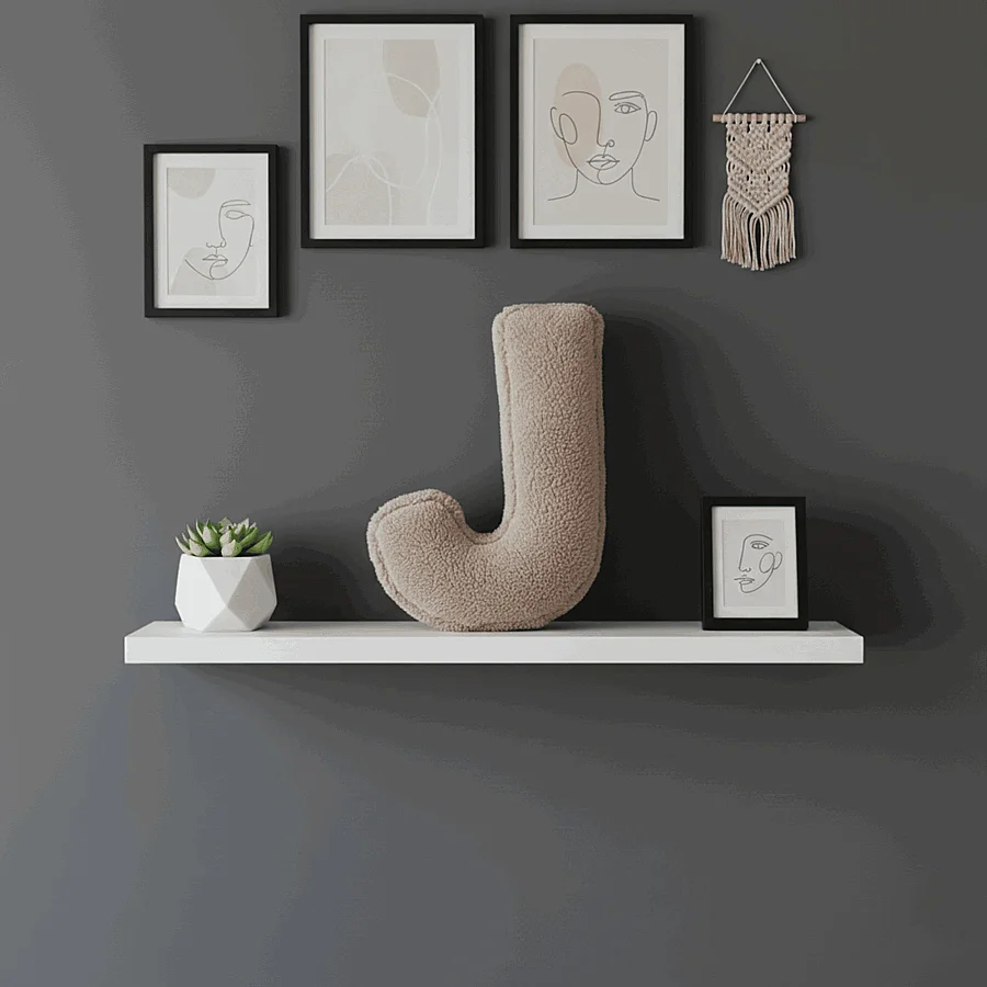 Litera, J Harfi, Yastık, Kırlent, Elyaf Dolgulu, Welsoft Kumaş, 40 Cm - 6