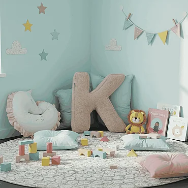 Litera, K Harfi, Yastık, Kırlent, Elyaf Dolgulu, Welsoft Kumaş, 40 Cm - 5