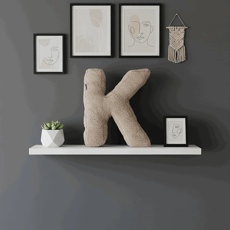 Litera, K Harfi, Yastık, Kırlent, Elyaf Dolgulu, Welsoft Kumaş, 40 Cm - 6