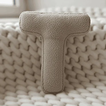 Litera, T Harfi, Yastık, Kırlent, Elyaf Dolgulu, Welsoft Kumaş, 40 Cm - 1