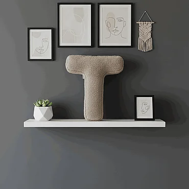 Litera, T Harfi, Yastık, Kırlent, Elyaf Dolgulu, Welsoft Kumaş, 40 Cm - 6