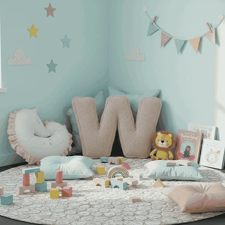 Litera, W Harfi, Yastık, Kırlent, Elyaf Dolgulu, Welsoft Kumaş, 40 Cm - 5