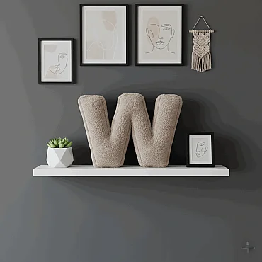 Litera, W Harfi, Yastık, Kırlent, Elyaf Dolgulu, Welsoft Kumaş, 40 Cm - 6