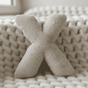 Litera, X Harfi, Yastık, Kırlent, Elyaf Dolgulu, Welsoft Kumaş, 40 Cm - 1