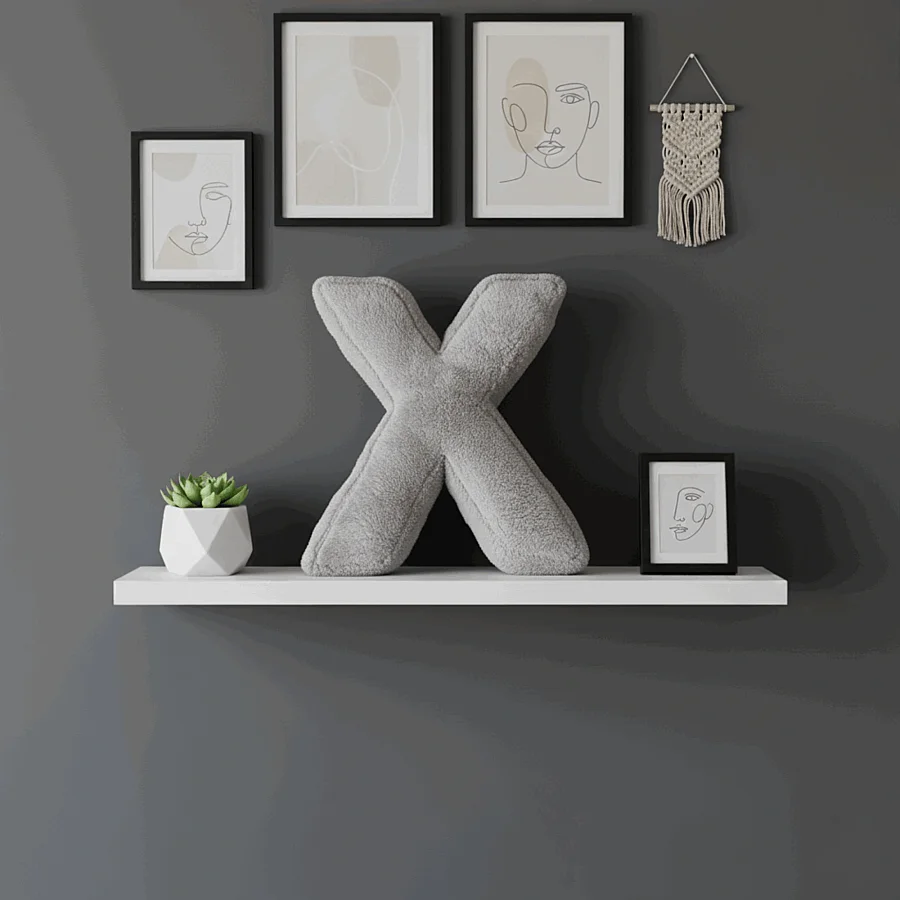 Litera, X Harfi, Yastık, Kırlent, Elyaf Dolgulu, Welsoft Kumaş, 40 Cm - 6