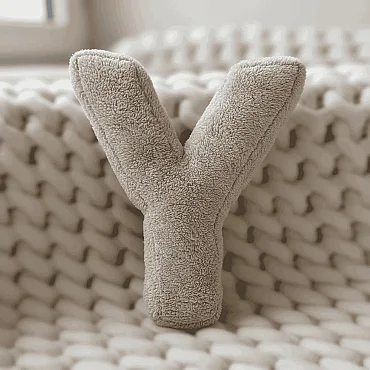 Litera, Y Harfi, Yastık, Kırlent, Elyaf Dolgulu, Welsoft Kumaş, 40 Cm - 1