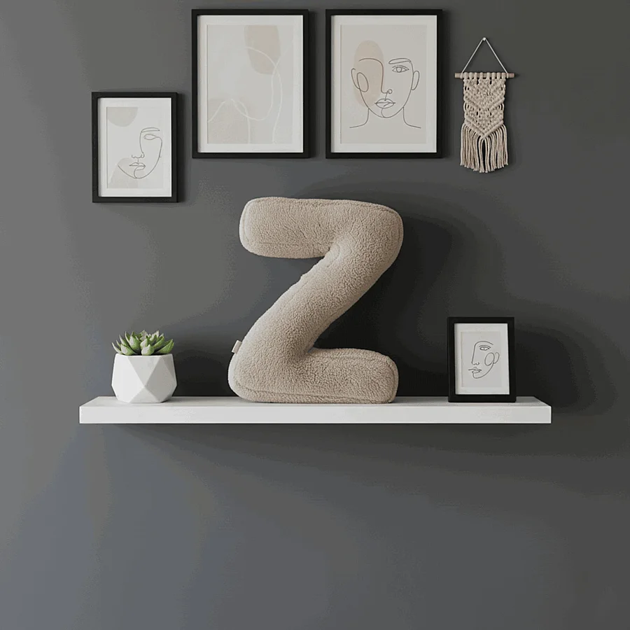 Litera, Z Harfi, Yastık, Kırlent, Elyaf Dolgulu, Welsoft Kumaş, 40 Cm - 6