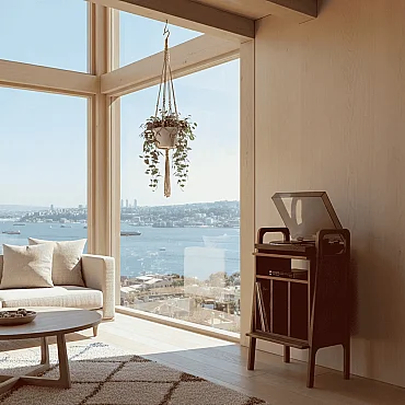 Lyric, Ahşap Kitaplık Ve Pikap Standı, Kırmızı Renk - 3