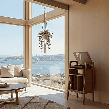 Lyric, Ahşap Kitaplık Ve Pikap Standı, Natural Renk - 3