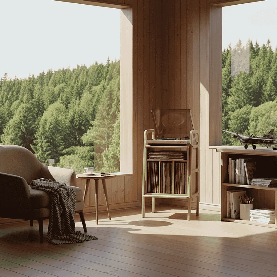 Lyric, Ahşap Kitaplık Ve Pikap Standı, Natural Renk - 4