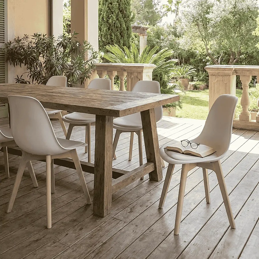 Monza Ağaç Ayaklı, Minderli, 4 ADET Beyaz Sandalye SND3016-4BYZ - 4