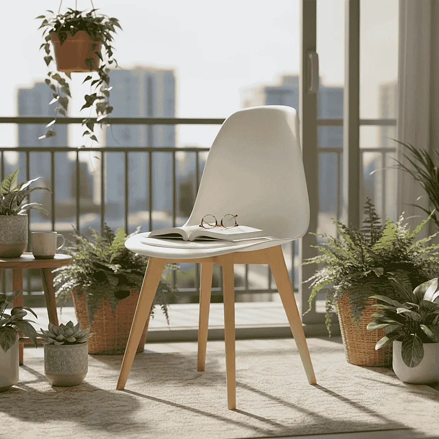 Monza Ağaç Ayaklı, Minderli, Beyaz Sandalye SND3014-1BYZ