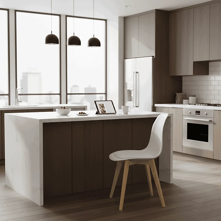 Monza Ağaç Ayaklı, Minderli, Beyaz Sandalye SND3014-1BYZ - 3