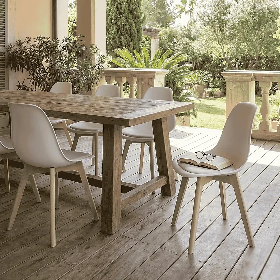 Monza Ağaç Ayaklı, Minderli, Beyaz Sandalye SND3014-1BYZ - 4