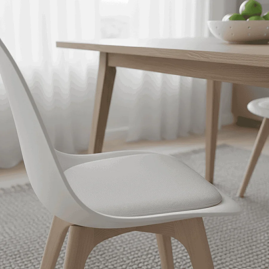 Monza Ağaç Ayaklı, Minderli, Beyaz Sandalye SND3014-1BYZ - 6