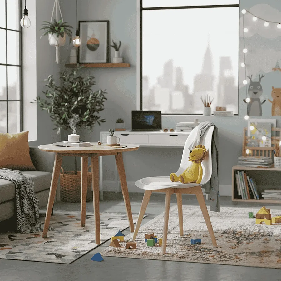 Monza Ağaç Ayaklı, Minderli, Beyaz Sandalye SND3014-1BYZ - 7
