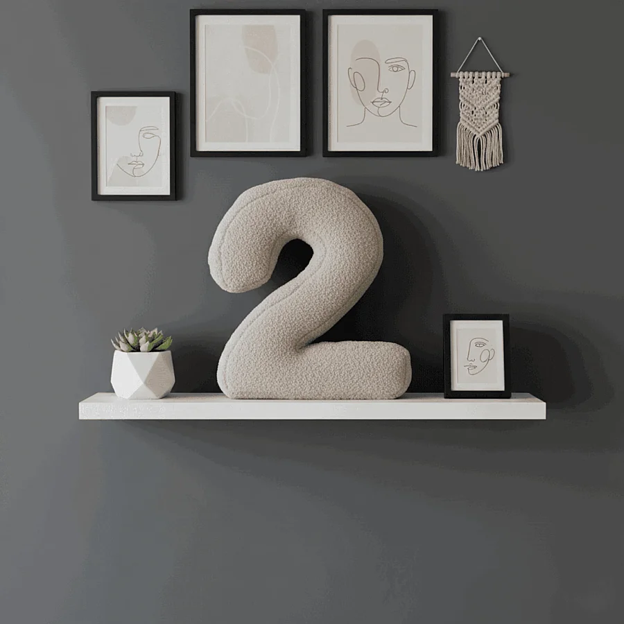 Morbido 2 Rakamı, Yastık, Kırlent, Elyaf Dolgulu, Welsoft , 40 Cm - 6