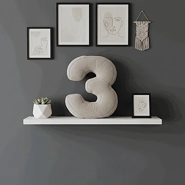 Morbido 3 Rakamı, Yastık, Kırlent, Elyaf Dolgulu, Welsoft , 40 Cm - 6