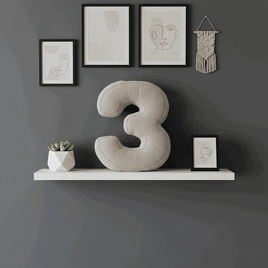 Morbido 3 Rakamı, Yastık, Kırlent, Elyaf Dolgulu, Welsoft , 40 Cm - 6