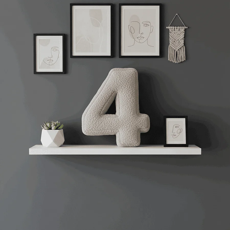 Morbido 4 Rakamı, Yastık, Kırlent, Elyaf Dolgulu, Welsoft , 40 Cm - 6